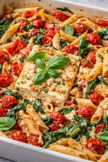 Viral Baked Feta Pasta with Cherry Tomatoes & Spinach